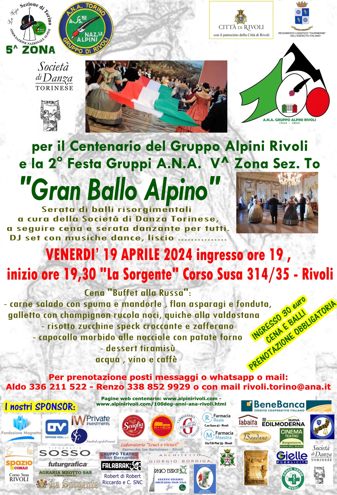 Scopri di più sull'articolo “Gran Ballo Alpino” – 100° Gruppo Alpini Rivoli