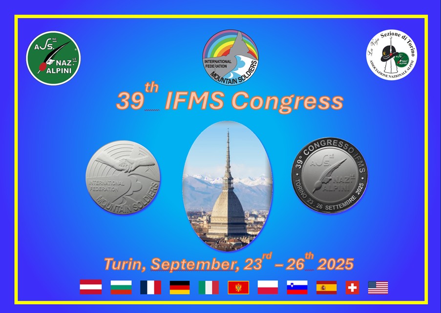 Scopri di più sull'articolo 39° Congresso Federazione Internazionale Soldati di Montagna – IFMS, Torino 23-26 Settembre 2025