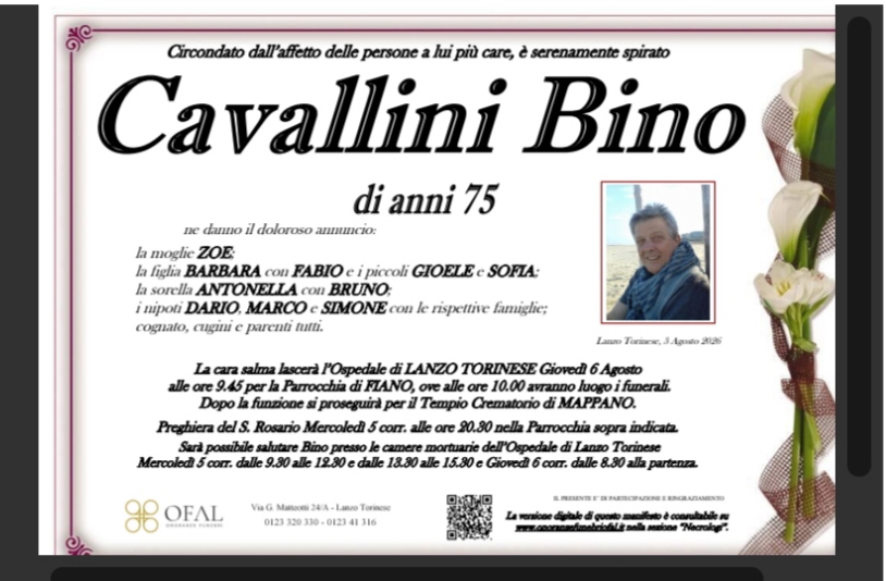 Scopri di più sull'articolo E’ mancato Bino Cavallini, Capogruppo di Fiano
